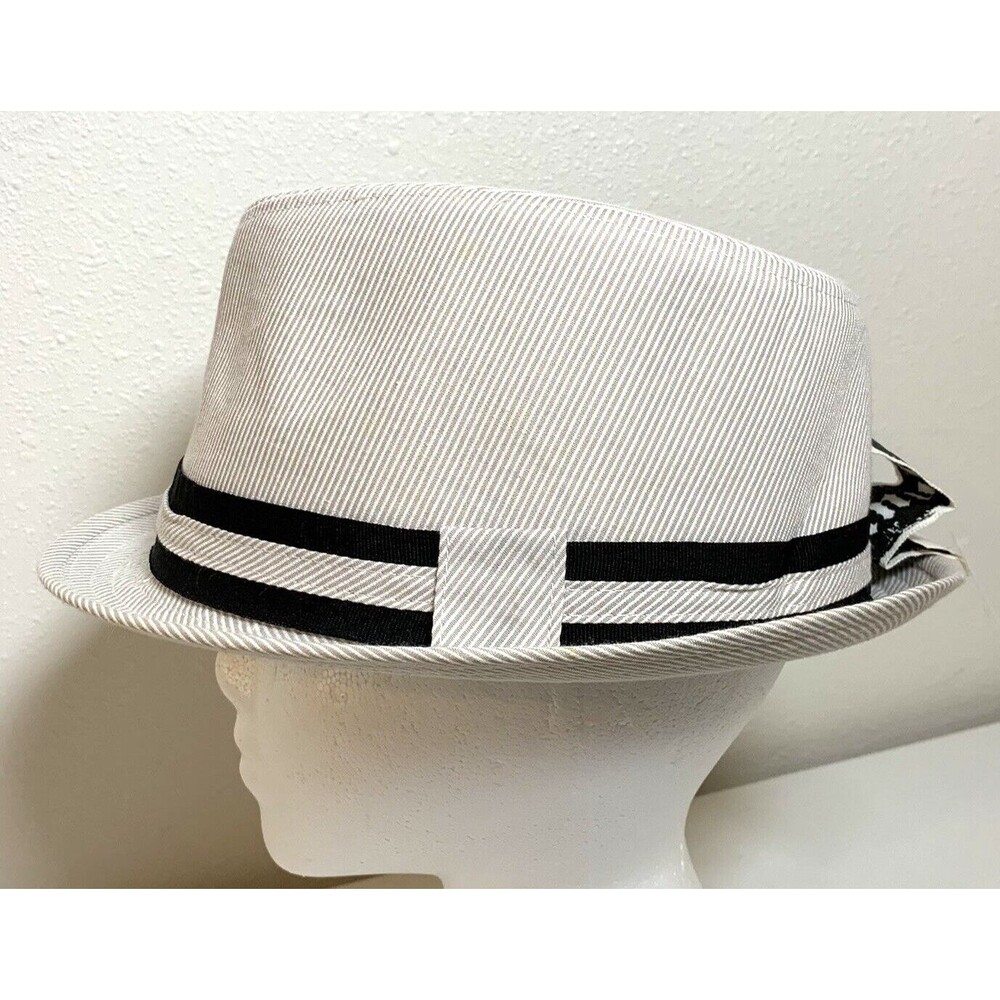 Granule Fedora Trilby Unisex Hat Beige Twill Two-Color Band New w/Tags